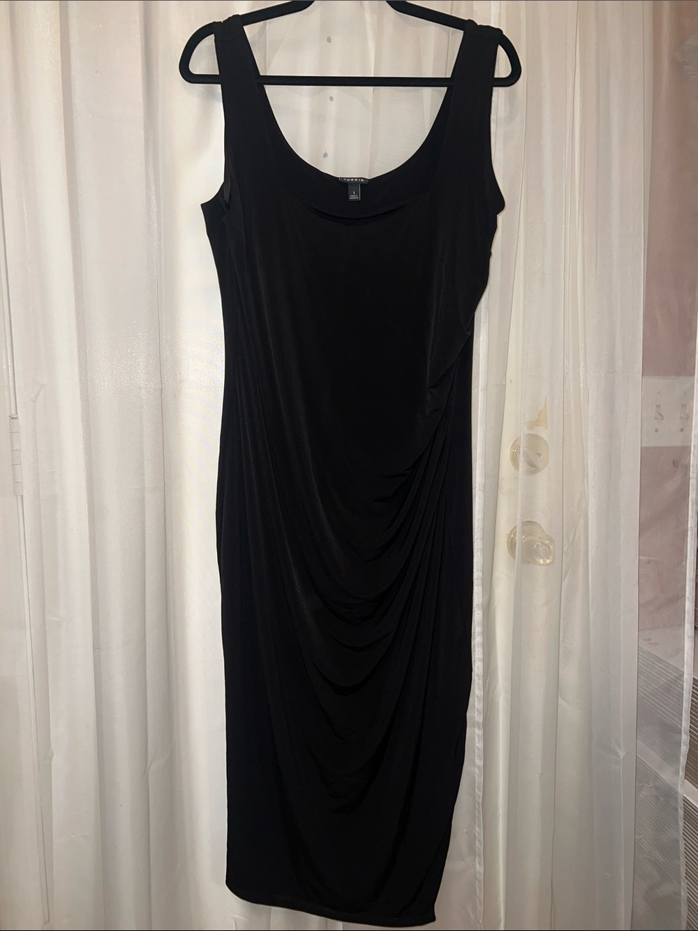 torrid Black Sleeveless Draped Midi Dress